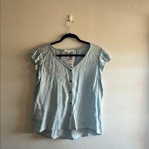 Jane and Delancey Blue Ruffled Cap Sleeve Blouse